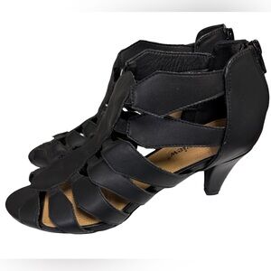 Comfortview Women’s Size 9 Black Gladiator Style Strappy Heels with Zippers NWOT